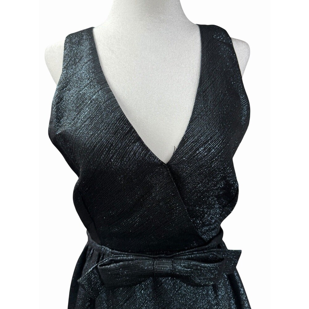Parker Claudette Metallic Shimmer Fit & Flare Cocktail Dress - Size S Gunmetal - Picture 7 of 10